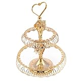 Cabilock Tortenständer 2 Etagen Vintage Cupcake Ständer: Tortenetagere 2 Stöckig Eisen Glas Dessert Ständer Gebäck Muffin Obst Kuchen Dessert Halter Nachmittagstee Geburtstag Hochzeit Party