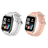 Giaogor Armband Kompatibel mit UMIDIGI Uwatch 5 , Classic Edelstahl Uhrenarmband für UMIDIGI Uwatch 5 Smartwatch (Weiß+Rosa)