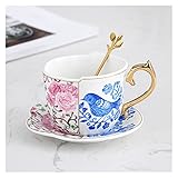 YUANLIN porzellantasse Keramik Kaffeetasse Saucer Anzug Ins Englischer Stil Originalität Schwarz Tee Teetasse Haushalt Nachmittag Tee Latte Black Kaffeetassen porzellantasse Bone C