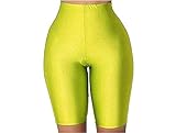 N/A Damen Stretch Biker Bike Shorts Workout Spandex Leggings knielang kurze Hose Gr. S, gelb