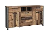 lifestyle4living Kommode in Old Wood Vintage-Dekor 156 cm, Sideboard mit 3 Türen und 2 Schubladen. Das Neue Highlight für Ihre Vier Wände!