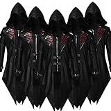 BGUK Herren Frack & Mantel Steampunk Jacke Vintage Gothic Abendkleid mit Kapuze Bühnenmantel Cosplay Kostüm Männer Retro Punk Herrenjacke Mittelalter Viktorianischen Kleidung Party