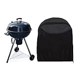 JTDEAL Rund Grillabdeckung, Wasserdicht Grill Abdeckhaube Cover Plane Schutzhülle für Weber, Brinkmann, Char Broil, Holland usw Grill Kugelgrill gasgrill, 77 * 58cm, Schw