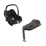 Maxi-Cosi Tinca i-Size Babyschale + passende ISOFIX Station, sehr leichter Gruppe 0+ Autositz (nur 3,2kg), inkl. Sonnenschutz, nutzbar ab der Geburt bis zu 75 cm (0-12 kg), Essential Black, Schw