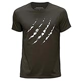 Stuff4 Herren/XX groß (XXL)/Dunkelbraun/Rundhals T-Shirt/Tier Klaue Weißer Tiger H