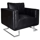 vidaXL Luxury Ledersofa Sessel Schwarz mit Chromfüß