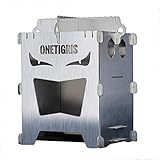 OneTigris ROCUBOID Holzofen Tragbarer Campingofen aus Edelstahl Camping Kocher Alkohol Bushbox für Wandern Bushkraft Trekking Outdoor inkl. Tragetasche(Edelstahl 304)