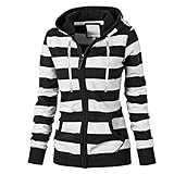 Sunggoko Sweatshirt Jacke Slim Mäntel Damen Frauen Casual Streifen Zipper mit Kapuze Herbst Winter Reißverschluss Winterjacke Wintermantel Outdoor Outwear Sweatjacke Kapuzenjacke 37