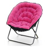 Klappstuhl Gepolstert, Komfortabler Stuhl Für Wohnzimmer, Klappbarer Moderner Baumwollstoff Lazy Chair Akzent Zeitgenössischer Loungesessel Gepolsterter Einzel-Freizeit-Sofa-Stuhl ( Color : Pink )