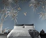 Bambus Blumen und Vögel Vintage Vliestapete 3D Tapete Wanddekoration Wandbilder Wohnzimmer fototapete 3d effekt tapeten Wohnzimmer Schlafzimmer kinderzimmer-150cm×105