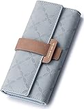 PAULO SERINI® Geldbörse Damen - Portemonnaie Damen 100% veganes Leder - Geldbeutel für Frauen groß mit 9 Kartenfächern Frauen - Women Wallet Sky Blue - b