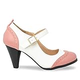 Chase & Chloe Dora-2 Mary Jane Damen-Pumps mit rundem Zehenbereich, zweifarbig, Mehrfarbig (Mauve/Weiß), 37 EU