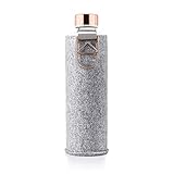 EQUA Glasflasche mit Filzhülle Mismatch Rose Gold 750 ml - Trinkflasche aus Glas mit Schutzhülle 0,75 l - Sportflasche mit Cover - Designer Trinkflasche für unterweg