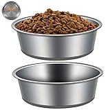 Edelstahl Hundenapf mit Rutschfester Gummibasis,VIKEDI 2 Stück rutschfest Hundenäpfe, Edelstahlnapf Napfset für Futter oder Wasser, Perfekte Haustier Futternapf für Mittelgroße Kleine Größe H