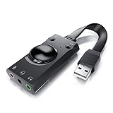 CSL - USB Mini Soundkarte extern - Virtuelles Surround - kompatibel mit Computer Notebook Tablet-PC MacBook - Plug and Play - Windows 10 kompatibel - schw