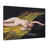Bilderdepot24 Bild auf Leinwand | Luis Ricardo Falero Liegender Akt in 70x50 cm als Wandbild | Wand-deko Dekoration Wohnung alte Meister | 181269-70x50