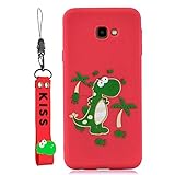 LAXIN Compatible for Samsung Galaxy A3 (2017) Case Silicone Soft Rubber with lanyard Ultra Slim Cover for Samsung Galaxy A320 Shockproof TPU Gel Bumper Protective, dinosaur - R