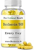 Berberin 500 mg I 180 Kapseln hochdosiert I Ergänzung bei einer Ernährungsumstellung I 100% Vegan I Unter strengen Kontrollen herg