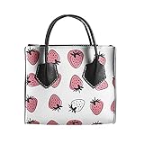 Jumpauto Damen Mode Leder Erdbeer-Print Schultertasche Messenger Bag Mini Handtasche, Schwarz ,