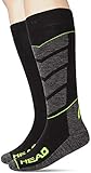 HEAD Unisex-Adult V-Shape Kneehigh Ski (2 Pack) Skiing Socks, Black/Grey/Yellow, 39/42 (2er Pack)