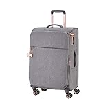 TITAN 4-Rad Weichgepäck Koffer mit Dehnfalte + TSA Schloss, Gepäck Serie BARBARA: Exklusiver Trolley im eleganten Look, 383405-04, 67 cm, 66 Liter (erweiterbar auf 75 L), grey (grau), Koffer M (67 cm)