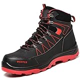 JUDBF Sicherheitsschuhe Winter s3 Herren Sicherheitsstiefel mit Stahlkappe Warm Gefüttert Arbeitsschuhe Damen Leicht Sportlich Wasserdicht Schutzschuhe 608Black/47
