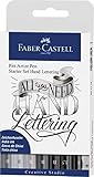 Faber-Castell 267118 - Tuschestift Pitt Artist Pen Lettering Starter Set, 9-teilig (5 Pitt Artist Pens mit Pinselspitze, 2 Pitt Artist Pen Fineliner, 1 Castell 9000 Bleistift B, 1 Spitzer)