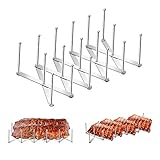 Yangbaga Spareribs-Halter, Deckelhalter aus Edelstahl, für die Zubereitung von Spareribs oder Braten Deckelhalter Gestell Verstellbares, 4-Slot-G