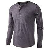 Herren Frühling Herbst Sport Langarm Laufen Poloshirts Outdoor Warm Wandern Shirts Knopfdekoration Einfarbig Rundhals T-Shirt Leichter Übergang Langarm Bottoming Henry Top C