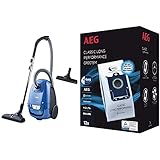 AEG VX8-2-6SB Staubsauger + GR201SM Staubbeutel (Inkl. Zusatzdüsen, 600 W, nur 64 dB(A), 12 m Aktionsradius, 3,5 l Staubbeutelvolumen, Hygiene Filter, Ergo-Handgriff, 12 Staubsaugerbeutel, blau)