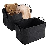 Ohiyoo Felt Storage Basket, 2er Pack faltbar Filz aufbewahrungsbox für Regal, Wäsche, Schrank, Spielzeug oder Toilettenpapier, 33 * 20 * 23cm, Schw