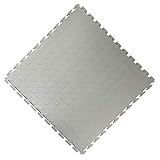 Vario24 PVC Bodenfliese 1 m² (4 Fliesen), extrem belastbar, Bodenbelag, Garagenboden, Industrieboden, nicht die Light Version (Noppen-hellgrau)