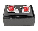 Aminco International NHL 5/8' Detroit Red Wings Square Cufflinks with Square Shape engraved Logo design Gift Box S