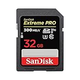 SanDisk Extreme PRO 32 GB SDHC-Speicherkarte mit bis zu 300 MB / s, UHS-II, Klasse 10, V90, U3