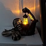 Halloween Deko Garten, Horror Ghost Gartenstatuen für Außen groß mit LED-Laterne Gartendeko, Gartendekoration im Freien, Spukhaus, Party, Urlaub Baum Monster Dekor, Baumskulptur im Freien S