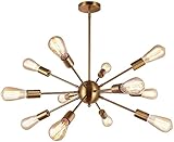 Asvert Lampe Gold Sputnik Kronleuchter Modern Hängelampe E27 Pendelleuchte Metall，Goldene Lampe für Küche, Wohnzimmer, Schlafzimmer, Esstisch, Flur(12 Flammig)