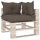 Tidyard Garten-Paletten-Ecksofa Garten-Fußbank Terrassenhocker Mit Palettenkissen Sofa Palettensofa Gartenhocker Palettenmöbel Einzelsofa Gartensofa Garten-Palettenhocker Lounge 70 x 67,5 x 62