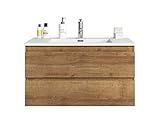 Badezimmer Badmöbel Set Angela 80cm F. Oak - Unterschrank Schrank Waschbecken W