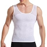 HANERDUN Kompressionsunterwäsche Tank Top Herren | Bauchweg Body Shaper Figurformendes Unterhemd für Männer | Sport Fitness Bodyshaper Weiß L