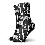 Fabulous_Woo Teepee Forest Socken für Herren und Damen, 30 cm, Schwarz/Weiß