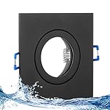MARE IP44 5er Set LED Bad Einbaustrahler 5W dimmbar extra flach 230V Decken Spot SCHWARZ eckig Warm-Weiß (3000k) nur 35 mm Einbautiefe für Bad, Feuchtraum + auß