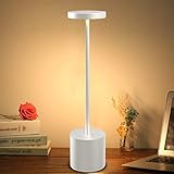 Tischlampe Kabellos,Touch Dimmen 6000 mAh LED Akku Tischleuchte Ohne Kabel mit 3 Beleuchtungsmodi,Metall Aluminium USB Aufladbar Tischleuchten, für Esszimmer Draussen Schlafzimmer Wohnzimmer (Silber)