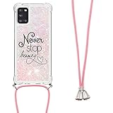 Handykette Handytasche für Motorola Moto G30/G20 Glitzer Treibsand Hülle Silikon Case Cover Umhängeband Handyhülle Trageschlaufe Kordel Lanyards Schutzhülle Schnur Bumper Hand Strap Anhäng