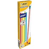 BIC Evolution Stripes, 12 Bleistifte mit Radierer, HB Bleistifte mittelhart, Ohne Holz & b