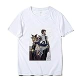 Yu-Gi-Oh Duel Monsters Pattern Gefertigte Bedruckte T-Shirts Aus 100% Baumwolle (White,XL)