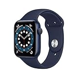 Apple Watch Series 6 (GPS, 44 mm) Aluminiumgehäuse Blau, Sportarmband Dunk