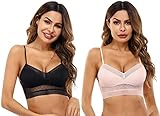 iClosam Damen Nahtlos Spitzen BH ohne Bügel Comfort Bra Halbschalen-BH Dünner Cup-BH, U-förmiger rück
