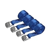 Zurrgurt Spanngurt Befestigungsgurt - BLAU - 2,5m 4m 6m - verschiedene Stückzahlen, belastbar bis 250 kg DIN EN 12195-2, 4er Pack 2,5 cm x 2,5