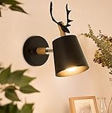WLQWER Vintage Light Wandleuchte, Industrial Metal Wandleuchten, Für Wohnzimmer, Schlafzimmer, Flure, Küche, Esszimmer (Antik),Schw