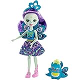 Enchantimals FXM74 - Patter Peacock Puppe & Flap Figur, Puppe (15cm), lange violette Haare, Pfauen-Flügeln, abnehmbarer Rock, Kopfschmuck, Schuhe, Spielzeug Geschenk für Kinder ab 3 J